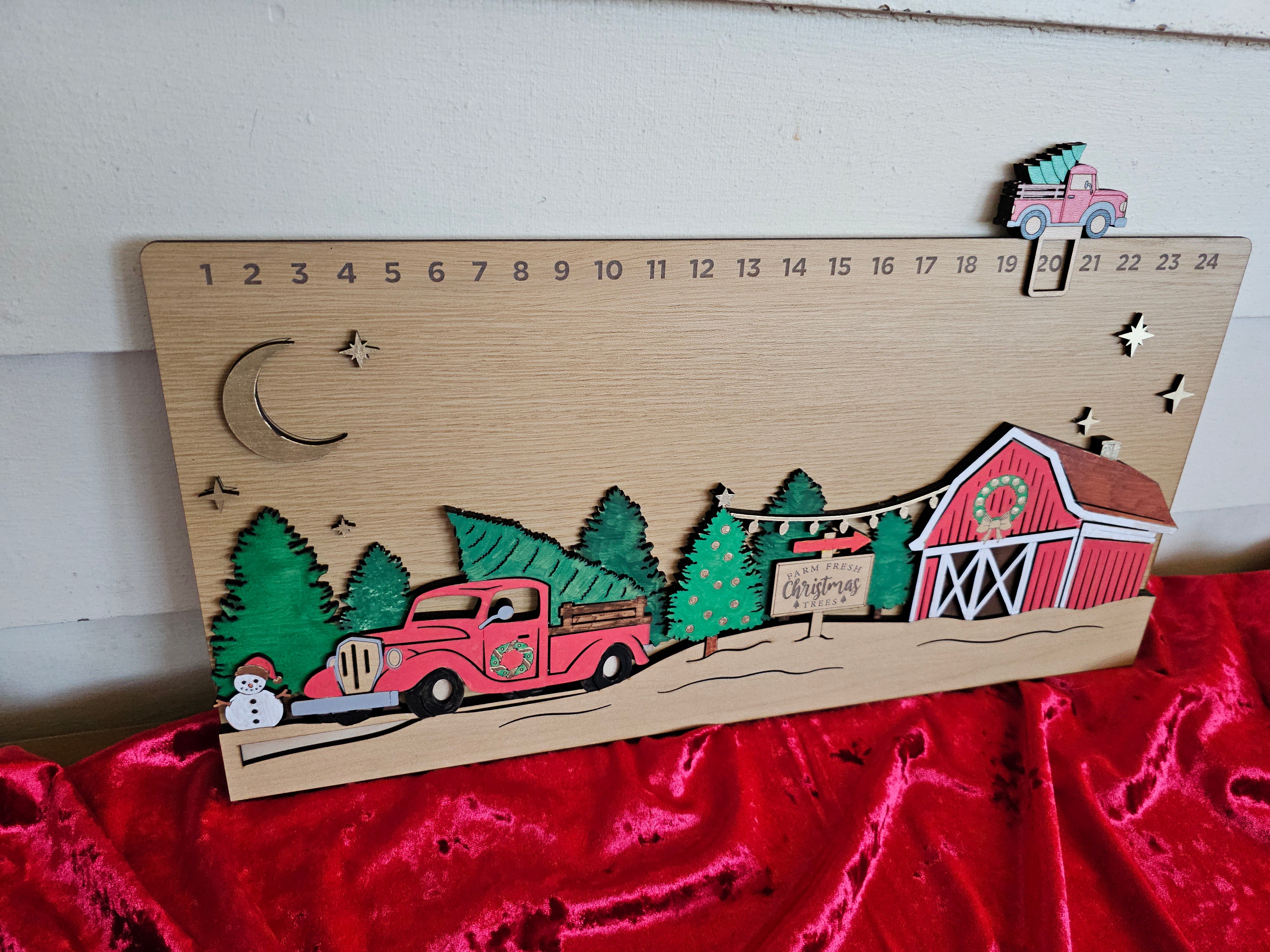 Red Truck and Barn Christmas Countdown
