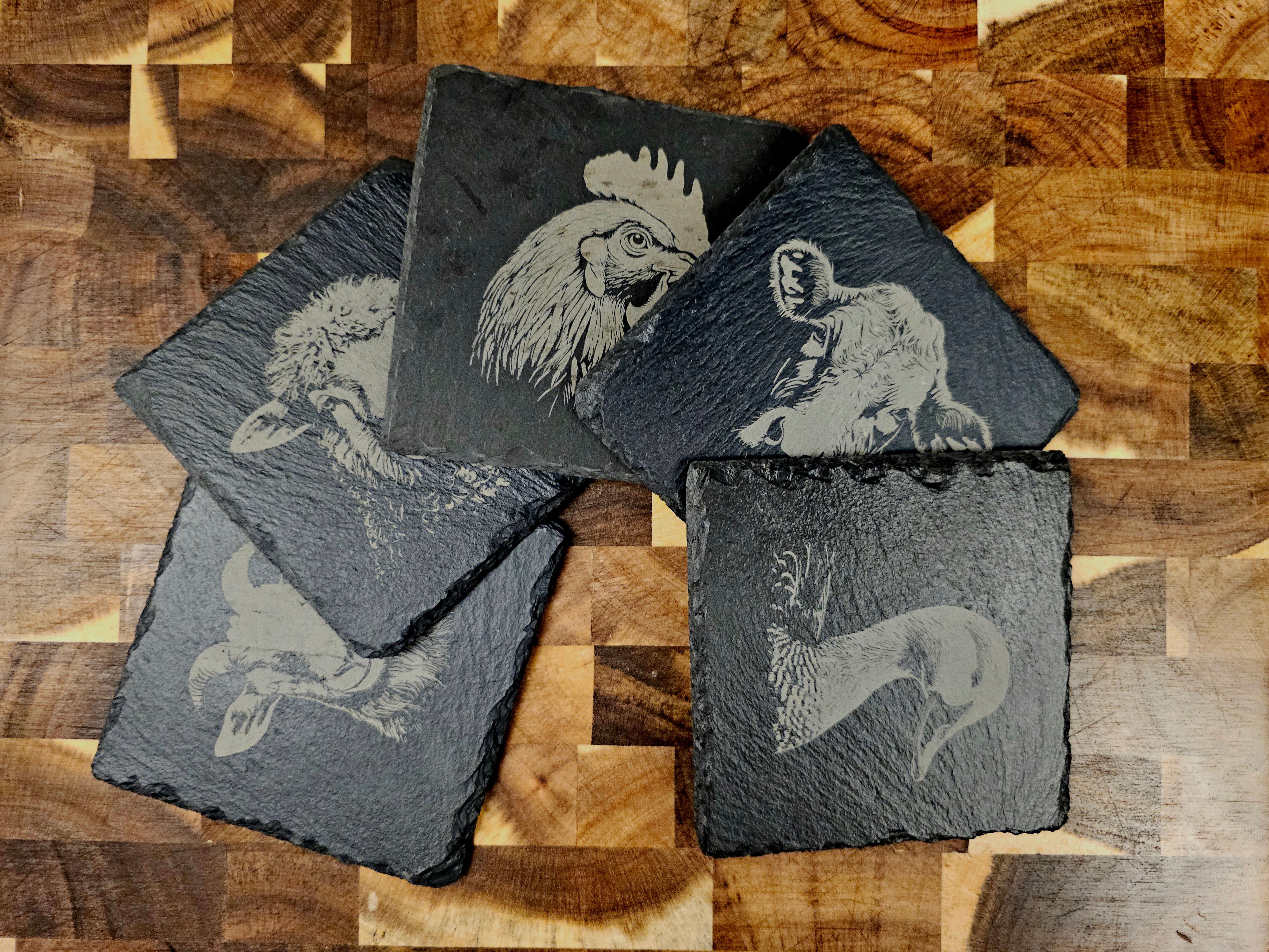 Slate Coasters - Farm Animals and/or Personalized