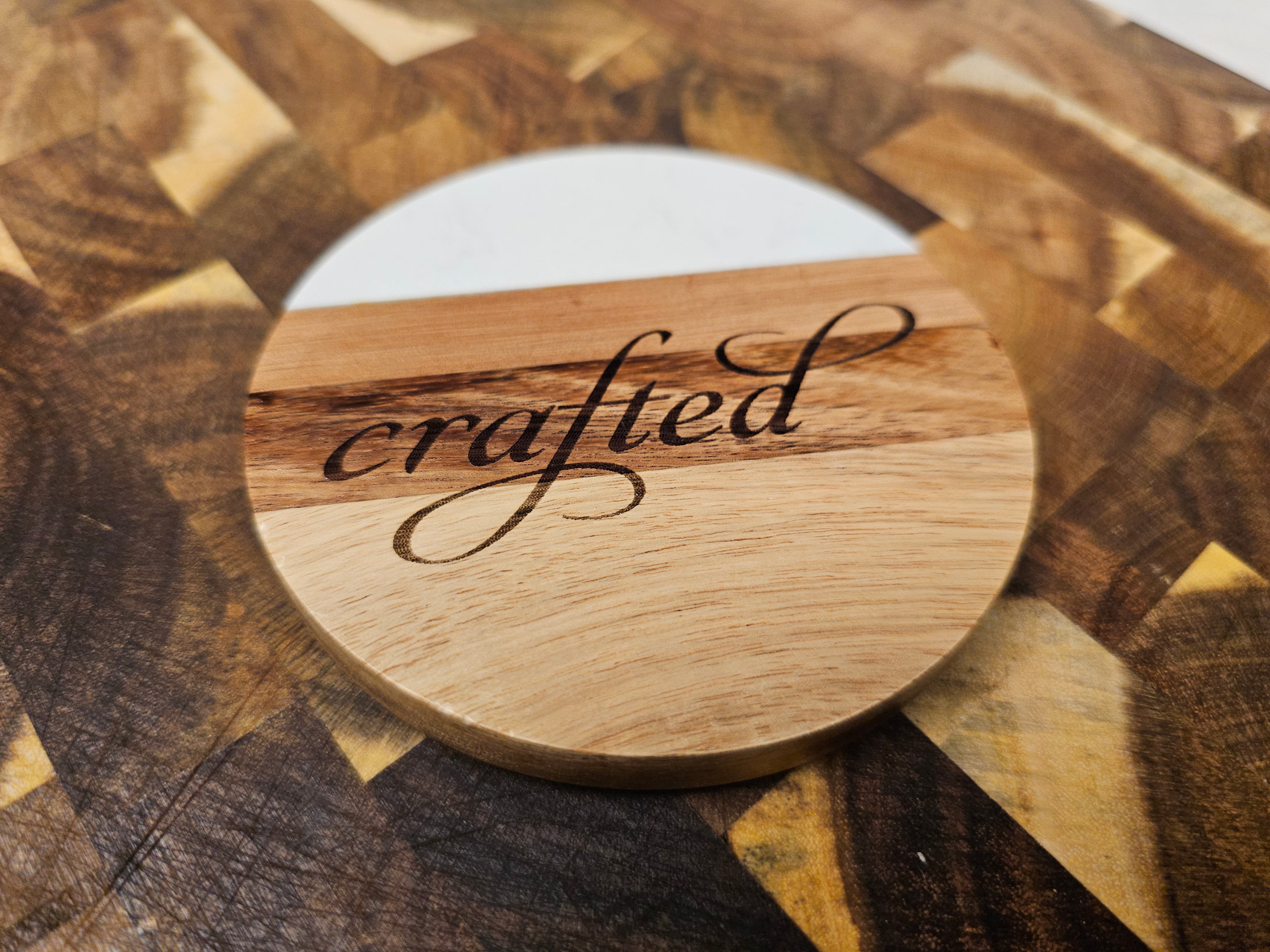 Personalized Acacia Wood and Marble Coasters